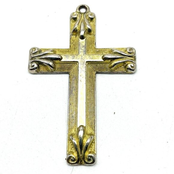 Cross Pendant Gold Tone Faith Grace Inscription Reverse Christian Jesus Prayer - Picture 1 of 6